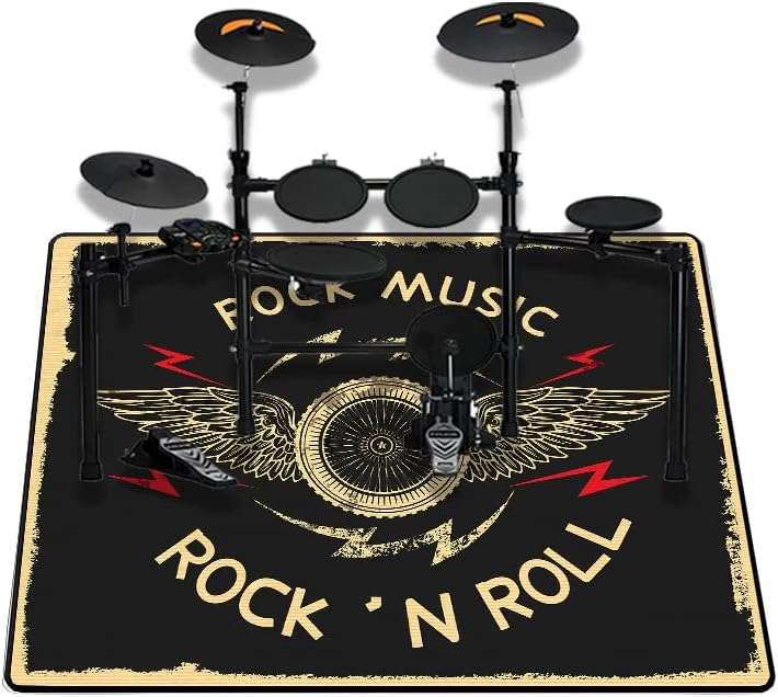 PRIHALF Drum Rug, Drum Set Carpet,Bedroom Living Room Decor,Soundproof Rug Pads Drum Accessories for Drum Set,Non-Slip Carpet,Great Gift for Drummers,100% Polyester(B,5.2 * 6.5(160 * 200cm) ft) - Image 3